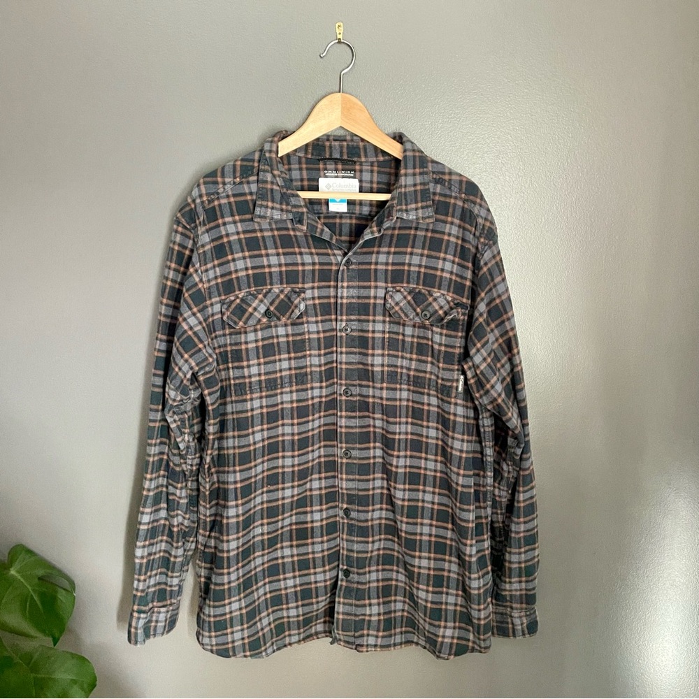 Columbia Mens Omni- Wick Flannel Long Sleeve Button Down Shirt Size XL